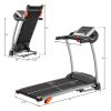 Easy Folding Treadmill for Home Use; 1.5HP Electric Running; Jogging & Walking Machine with Device Holder & Pulse Sensor; 3-Level Incline Adjustable C