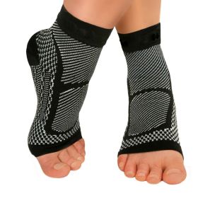 Compression Sports Ankle Brace; Heel Protector For Pain Relief; Outdoor Sports Accessories (Color: BLACK, size: L-XL)