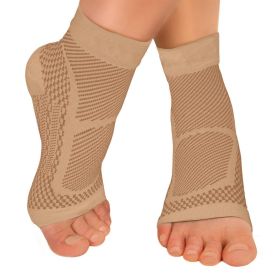 Compression Sports Ankle Brace; Heel Protector For Pain Relief; Outdoor Sports Accessories (Color: Skin Tone, size: S-M)