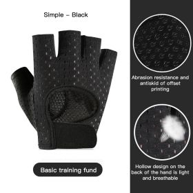 Breathable Fitness Gloves Gym Weightlifting Yoga Bodybuilding Training Sports Thin Non-slip Half Finger Cycling Gloves Equipment (Ships From: China, Color: Black L3)