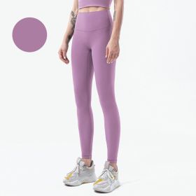 High Waist Naked feeling Leggings Push Up Sport Women Fitness Running Yoga Pants Energy Seamless Leggings Gym Girl leggings (Color: Style19Pink Purple, size: M)