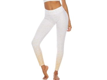 Women's Leggings Fitness Sports Gym Running Yoga Athletic Pants Gold (Color: White, size: S)