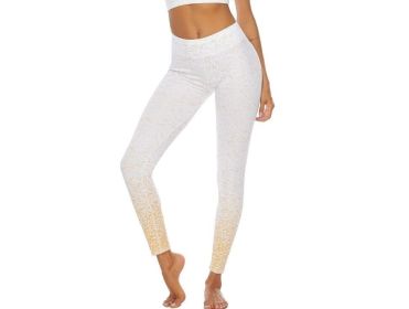 Women's Leggings Fitness Sports Gym Running Yoga Athletic Pants Gold (Color: White, size: M)