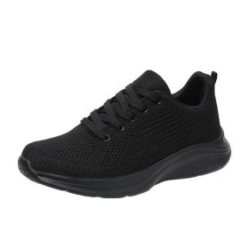 Mesh Lace up Sneakers Running Shoes (Color: BLACK, size: 10)