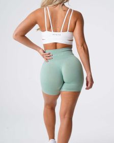 Nvgtn Seamless Pro Shorts Spandex Shorts Woman Fitness Elastic Breathable Hip-lifting Leisure Sports Running (Color: Sage green, size: XS)