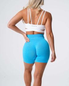 Nvgtn Seamless Pro Shorts Spandex Shorts Woman Fitness Elastic Breathable Hip-lifting Leisure Sports Running (Color: Caribbean Blue, size: XS)