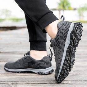 High Quality Men Women Casual Shoes Mesh Fly Weaving Breathable Middle-aged Elderly Light Sport Walking Spring Summer Autumn New (Color: Dark Grey, size: 38)