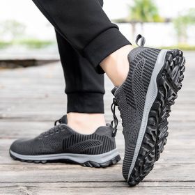 High Quality Men Women Casual Shoes Mesh Fly Weaving Breathable Middle-aged Elderly Light Sport Walking Spring Summer Autumn New (Color: Dark Grey, size: 36)