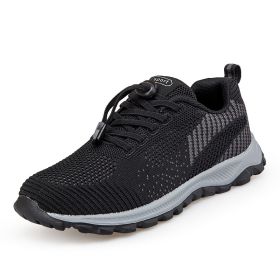 High Quality Men Women Casual Shoes Mesh Fly Weaving Breathable Middle-aged Elderly Light Sport Walking Spring Summer Autumn New (Color: BLACK, size: 43)