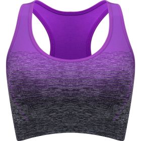 1pc/2pcs/3pcsMedium Support Two Tone Racer Back Sports Bra, Fitness Workout Running Yoga Bra (Color: Purple, size: M(6))