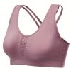 Breathable Mesh Wire-free Sports Bra, Stretchy High Impact Yoga Fitness Gym Cropped Top, Women's Activewear