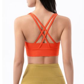 Nylon Top Women Bra Sexy Top Woman Breathable Underwear Women Fitness Yoga Sports Bra For Women Gym 22 Colors (Color: orange, size: L)