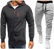 Mens 2 Piece Tracksuit Zipper Cardigan Hoodie Pants Sport Suit Running Jogging Athletic Casual Tracksuit Set