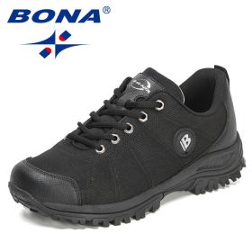 BONA 2022 New Designers Hiking Shoes Men Trekking Sneakers Walking Mountain Outdoor Shoes Man Trail Running Tourism Footwear (Color: Black silver gray, size: 9)