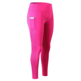 High Waist Yoga Pants with Pockets, Tummy Control Workout Running Yoga Leggings for Women (Color: ROse, size: S)