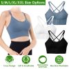 3Packs Women Cross Back Sport Bras Padded Strappy Medium Support Bras