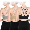 3Packs Women Cross Back Sport Bras Padded Strappy Medium Support Bras